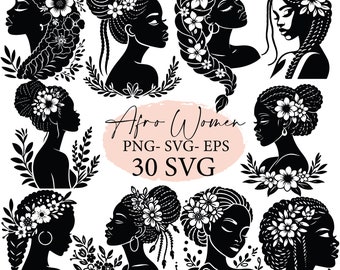 African women, silhouette SVG, afro art, afro girl svg,native african american, black girl png, svg files, svg bundle, Black women png