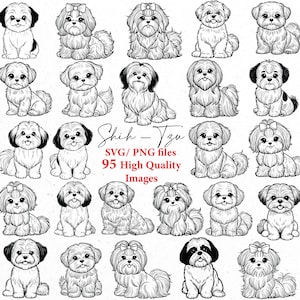 Shih tzu, Dog svg, dog outline, svg bundle, svg files, svg cricut, dog sitting svg ,dog gift, dog, Shih Tzu dog outline, dog png, dogs svg