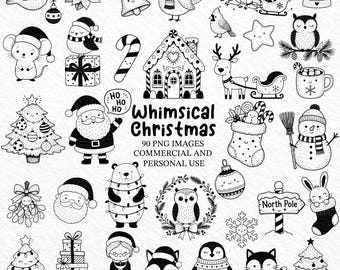 90 Whimsical Christmas svg, cute Christmas animals, Santa Claus svg, Scandinavian svg, kawaii Christmas png, cute animals svg, svg bundles