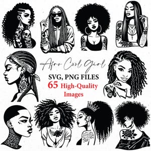 Schöne afrikanische Frau svg, Afro Mädchen svg, Afro Gothic, coole Mädchen svg, schwarze Mädchen png, SVG-Dateien, SVG-bundle, schwarze Frauen png, Badass Mädchen
