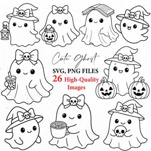 Söt spöke svg, spöke png, söt spöke clipart, halloween svg, halloween png, läskig säsong, kawaii spöke, svg-paket, svg-filer, svg cricut bild 3