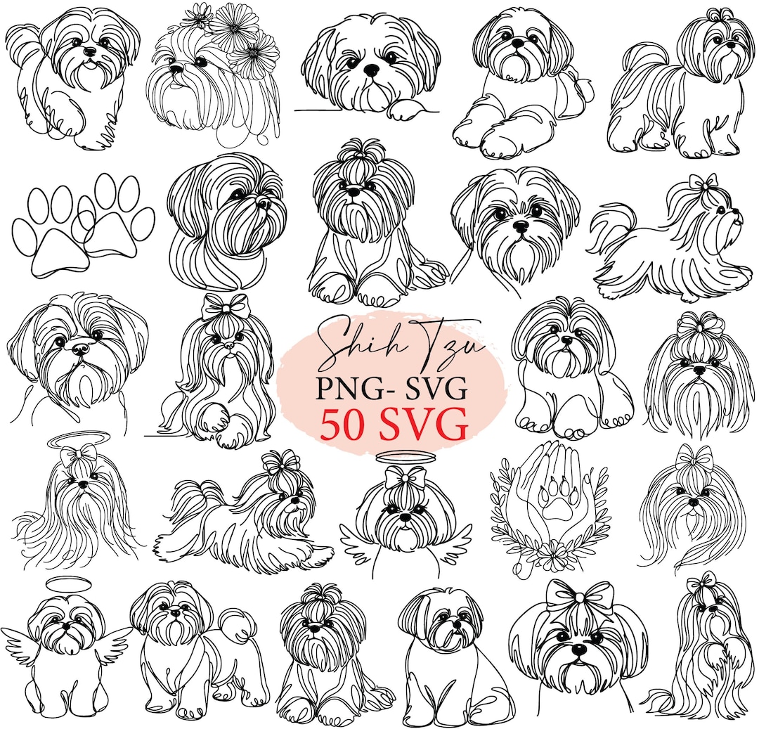 Shih Tzu Svg, Dog Svg, Dog Outline, Svg Bundle, Svg