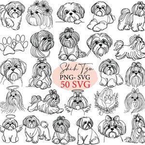 Shih tzu svg, Dog svg, dog outline, svg bundle, svg files, svg cricut, dog lover,dog gift, Shih Tzu continuous line art, dog png, dogs svg