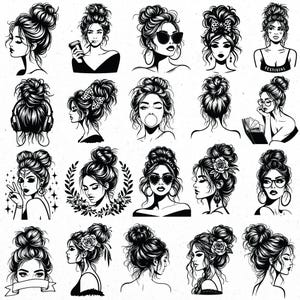 Messy Bun Girl SVG, Mom Life svg, Messy Hair Don't Care svg, Sassy Girl svg, Woman svg bundle, svg-filer, Bun Frisyr SVG, Girl svg Cricut bild 3