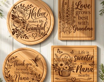 Grandmother's Day Laser Engraved, Nana svg, grandma png, Charcuterie svg, Cutting Board SVG, Laser Engraving, Mom’s Kitchen SVG, svg cricut