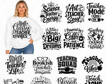 Teacher svg bundle, school png, back to school quote clipart, teacher Quote svg,  cricut teacher svg, teacher saying svg, classroom svg,