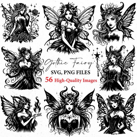 Fairy svg, gothic fairy svg, gothic svg, celestial svg, fairy bundle clipart, Fairy PNG, Magic svg, svg bundle, svg files, svg cricut