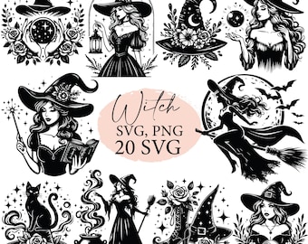 Witch svg,  halloween svg, beautiful witch svg, witch shirt png, witch clipart, svg bundle, svg files, witch bundle, spooky svg