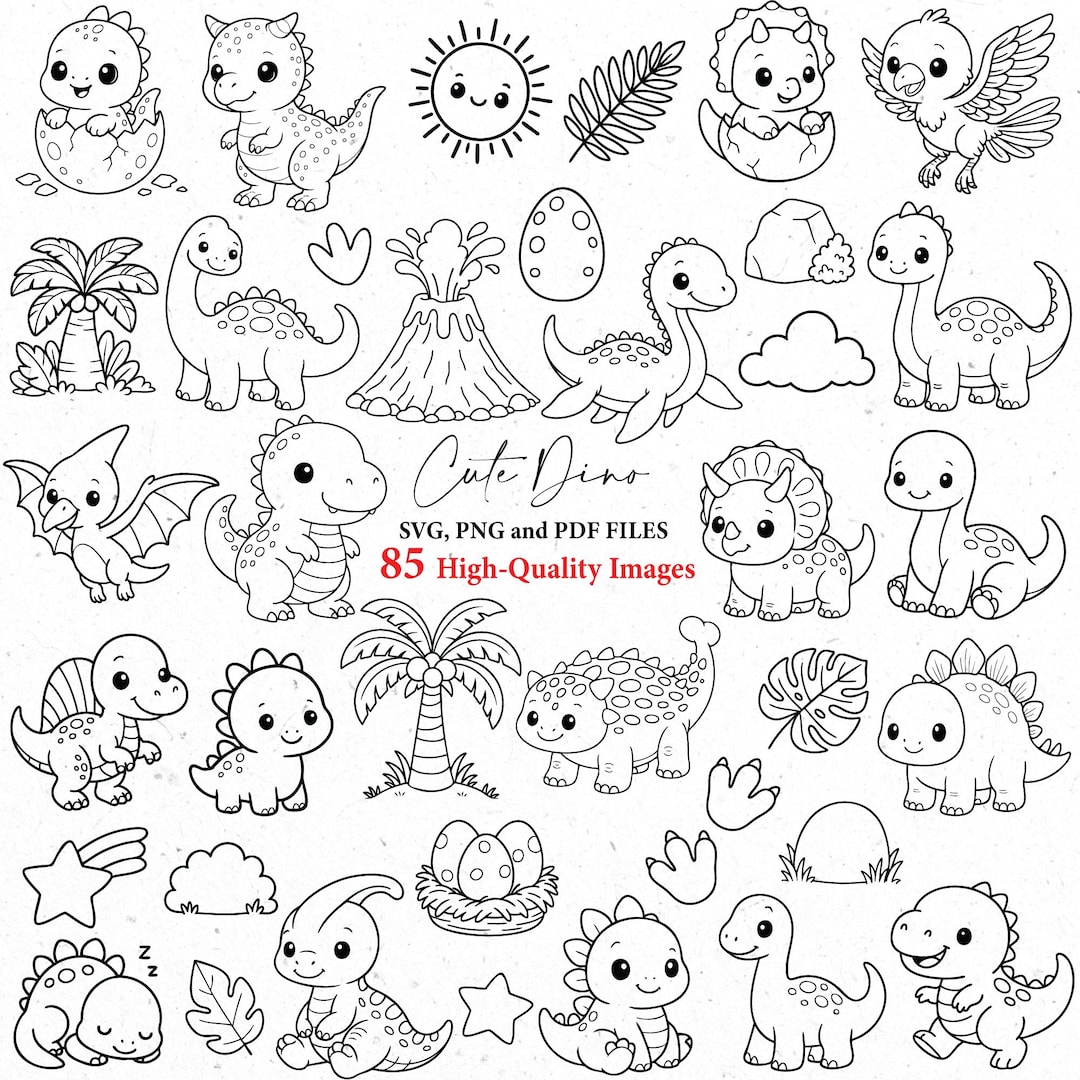 Dinosaur SVG Bundle, Cute Dino Svg, Cute Dinosaur Png, Dinosaur Clipart ...