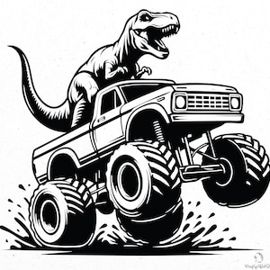 Monstertruck svg, Dino reitender Monstertruck svg, Monstertruck png, Auto svg, Trex reitender Monstertruck svg, trex-Shirt-Design, svg cricut