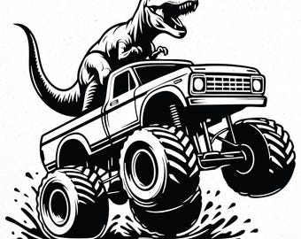 Monstertruck svg, Dino reitender Monstertruck svg, Monstertruck png, Auto svg, Trex reitender Monstertruck svg, trex-Shirt-Design, svg cricut