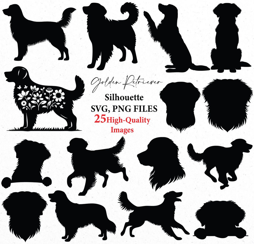 Golden Retriever Dog Svg, Silhouette Dog, Svg Bundle, Svg Files, Svg ...