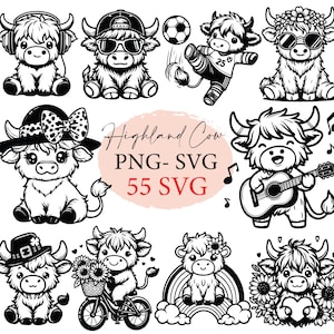 Vache, vache des montagnes mignonne, png de vache des montagnes, vache des montagnes svg, bundle svg, fichiers svg, svg cricut, vache mignonne png, vache avec tournesol, vache chemise