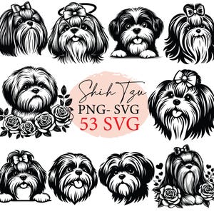 Shih tzu, Dog svg, dog outline, svg bundle, svg files, svg cricut, dog lover,dog gift, dog, cute dog, dog png, doodle, lineart, dog clipart
