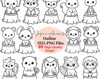 Cute animals svg, safari animals, kawaii animals, baby animals, animals png, woodland animals, svg bundle, svg files, kawaii animals svg