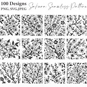 Sakura Blume Musterdesign svg, Kirschblüte Blume svg, Muster Bundle, svg-Dateien, svg cricut, Silhouette svg, Muster svg-Schnitt-Datei