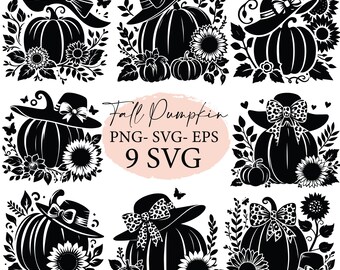 Pumpkin svg, sunflower svg, fall png, autumn png, thanksgiving svg, pumpkin png, svg bundle, svg files, svg cricut, Silhouette  svg