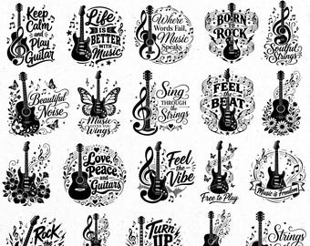 Guitar Quote SVG Bundle, Music Lover Guitar, Rock Music Typography svg, Music Quotes, guitar svg, music svg, guitar png clipart, Rock Guitar