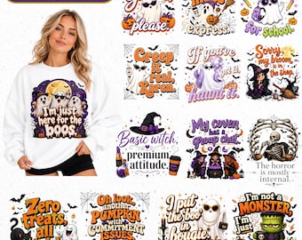 Sarcastic Halloween Typography PNG, Funny spooky PNG, Halloween Quote PNG, trendy png, Sublimation, cute Halloween clipart, png bundle