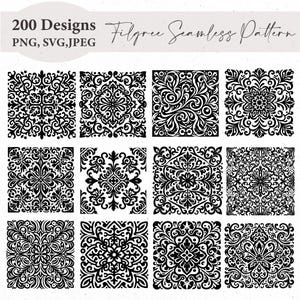 Filigree SVG files, ornament pattern svg, filigree svg, pattern bundle, seamless pattern svg, svg cut file, tiles svg bundle, pattern svg