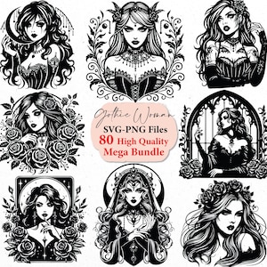 Gothic svg, Gothic woman svg, gothic svg, witch svg, goth png, gothic png, girl svg, svg bundle, svg files, svg cricut, Silhouette  SVG