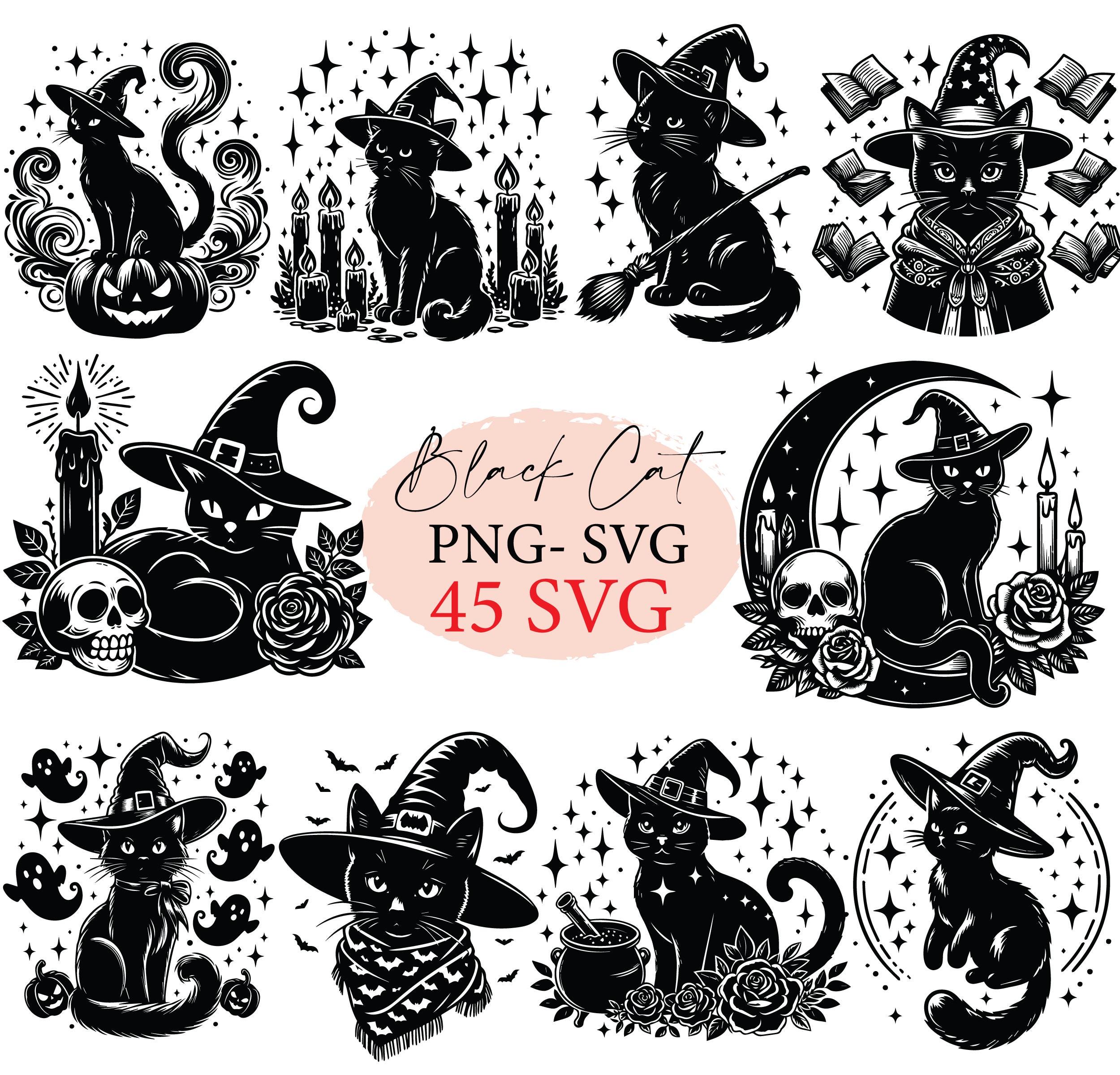Black Cat, Black Cat Svg, Black Cat Png, Halloween Svg, Witch Svg ...