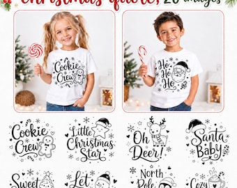 20 Christmas svg, cute Christmas text, Santa Claus svg, Christmas quote svg, christmas clipart, kawaii Christmas png, svg bundles