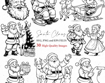 Weihnachten Weihnachtsmann svg, Weihnachtsmann Clipart, Weihnachtsmann png, Vintage Weihnachtsmann svg, svg cricut, Santa Umriss svg, Feiertagscliparts, xmas svg