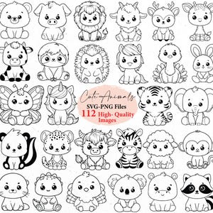 Niedliche Waldtiere, Waldtiere png, Safari SVG, Cricut, svg, Waldtiere png, Kawaii Tiere Clipart, Tiere Umriss