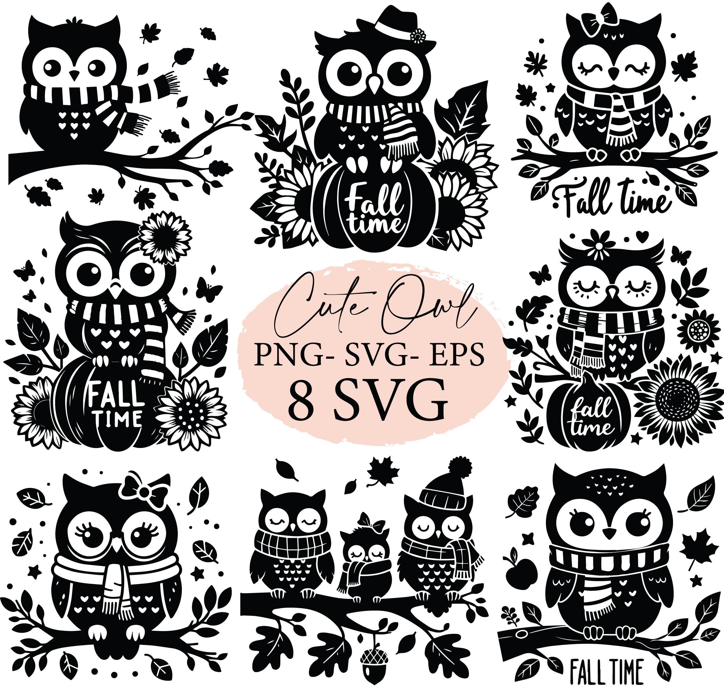 Cute owl svg, cute owl png, fall png, autumn png, thanksgiving svg, owl clipart, svg bundle, svg fil