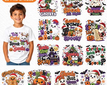 Cute Halloween Christmas PNG, Halloween clipart, kids shirt png, Christmas PNG, trendy PNG, vector clipart, digital download.