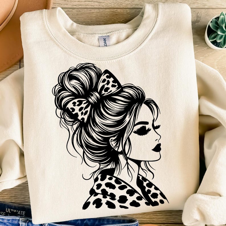 Messy Bun Girl SVG, Mom Life svg, Messy Hair Don't Care svg, Sassy Girl svg, Woman svg bundle, svg-filer, Bun Frisyr SVG, Girl svg Cricut bild 5
