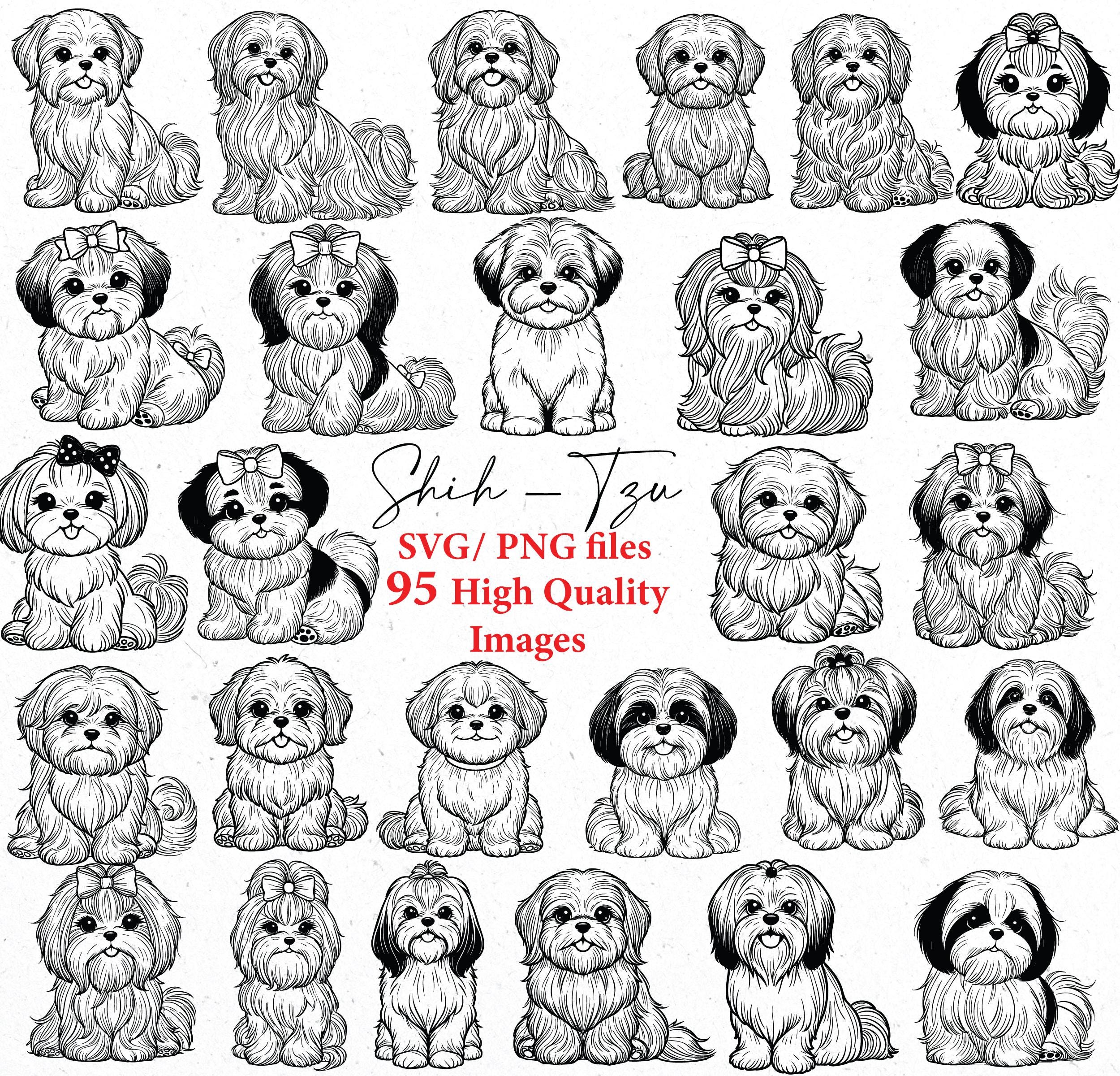 Shih Tzu, Dog Svg, Dog Outline, Svg Bundle, Svg Files,