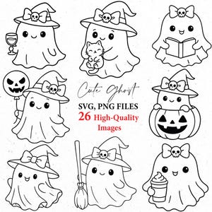Söt spöke svg, spöke png, söt spöke clipart, halloween svg, halloween png, läskig säsong, kawaii spöke, svg-paket, svg-filer, svg cricut bild 2