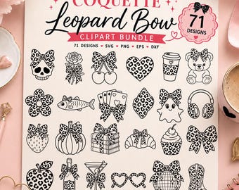 Leopard Bow svg, Trendy Coquette Clipart, Black and White Leopard png, Coquette Leopard Doodle svg, Leopard Print Bow svg, svg cricut