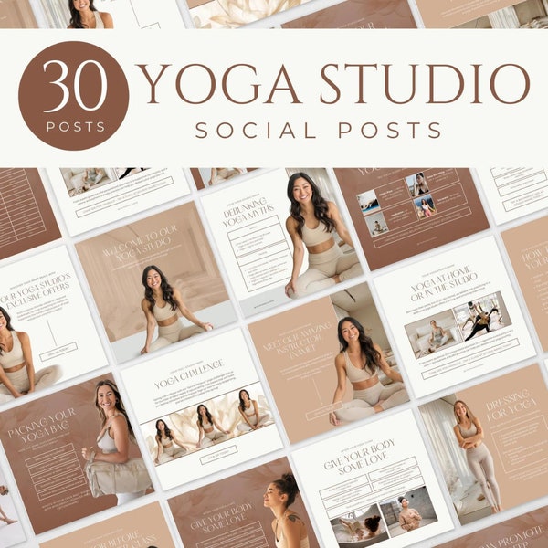 Yoga Studio Instagram Bundle, Editable Canva, Yoga Social Media Templates, Yoga Instructor, Wellness Coach Instagram Templates