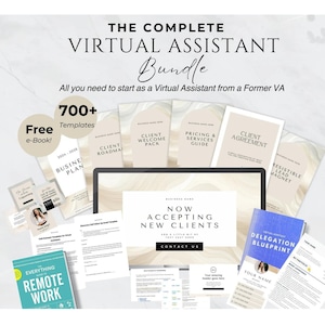 Pack de démarrage d&#39;assistant virtuel Listes de contrôle d&#39;assistant virtuel Modèles d&#39;assistant virtuel Proposition d&#39;assistant virtuel CV d&#39;assistant virtuel