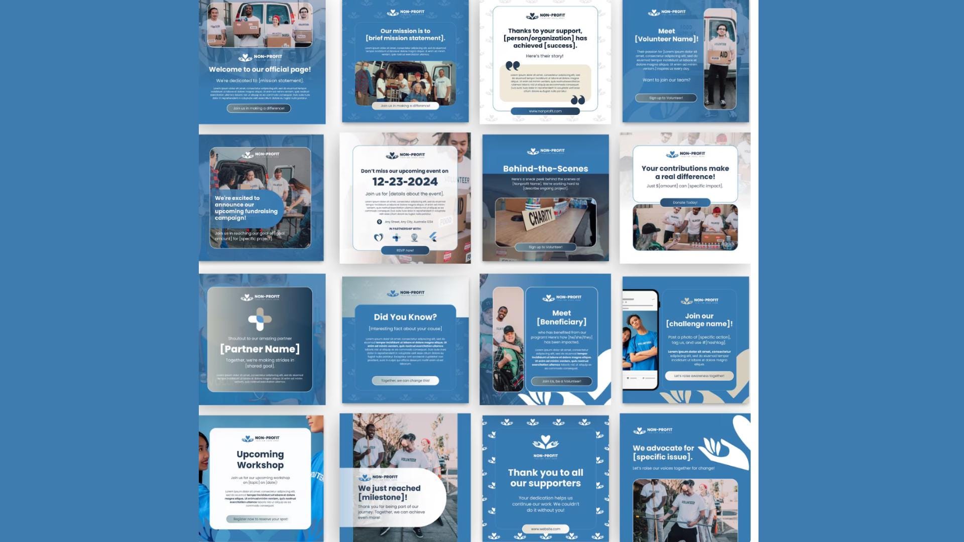 Nonprofit Social Media Post Templates Editable Non Profit Instagram ...