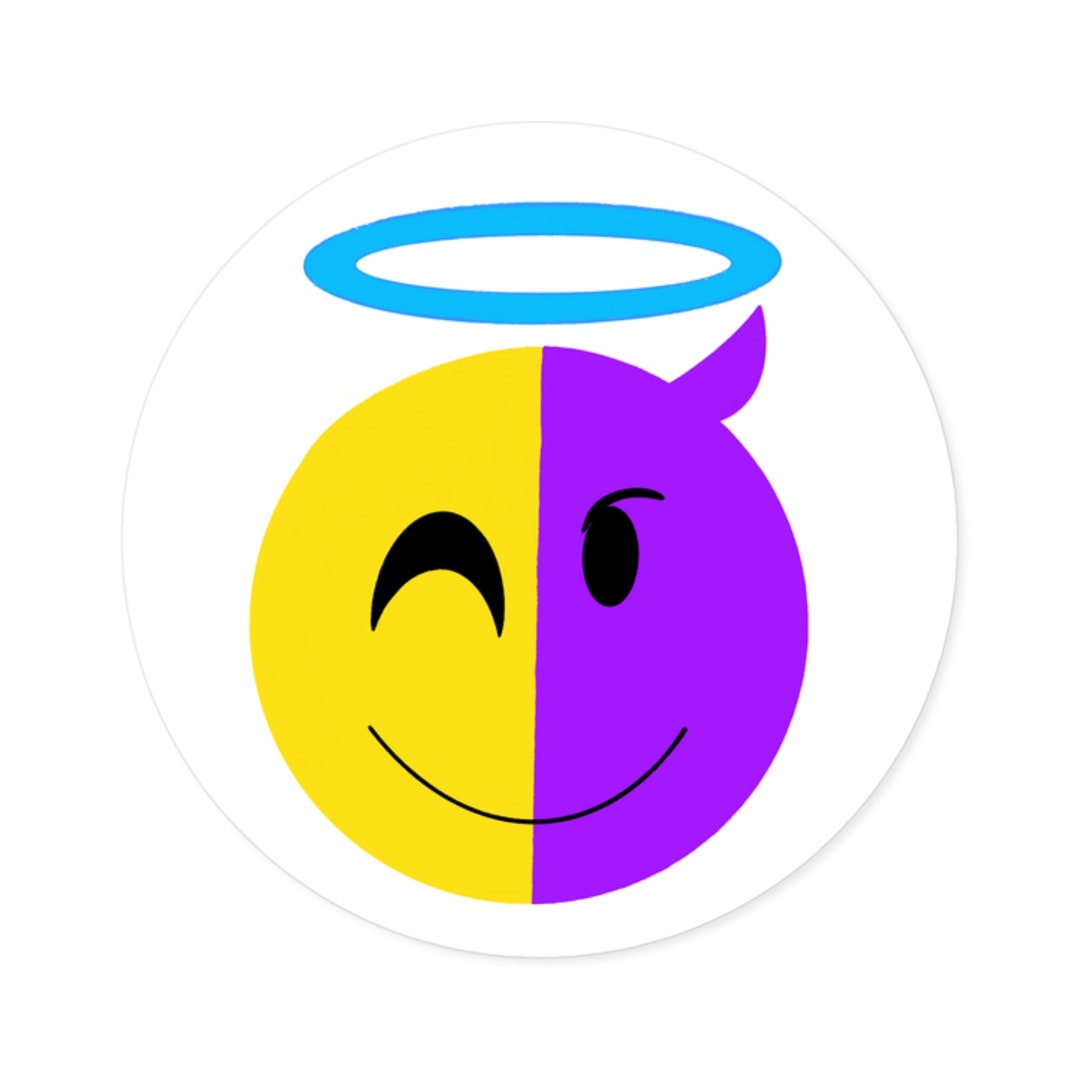 Round Half Devil and Half Angel Emoji Stickers Indooroutdoor Etsy