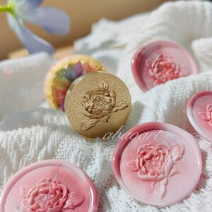 Peony wax stamps/DIY Scrapbooking/Holiday Invitation Envelope Stamps/Gift Box Handmade Ornaments/Wax Stamp Kit