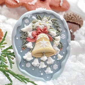 Sello de cera con forma de campana de lirio de los valles / Ideas para invitaciones navideñas / Álbum de recortes diario hecho a mano / Juego de sellos de cera