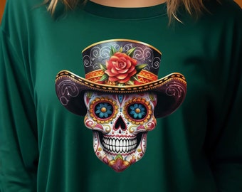 Dia de los muertos shirt Day of the dead Sweatshirt Sugar skull shirt Mexican Top Mexican floral skull Hispanic Heritage Gift Latina Sweater