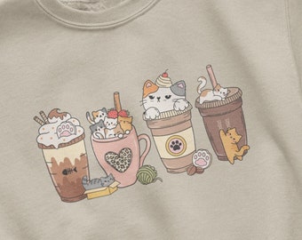 Cat Coffee Lover Hoodie Fall Cats and Coffee Black Cat Fall Coffee Shirt Cat Lady Sweater Cute Cat Mom Sweatshirt Cat Mom Pullover Gift Tee