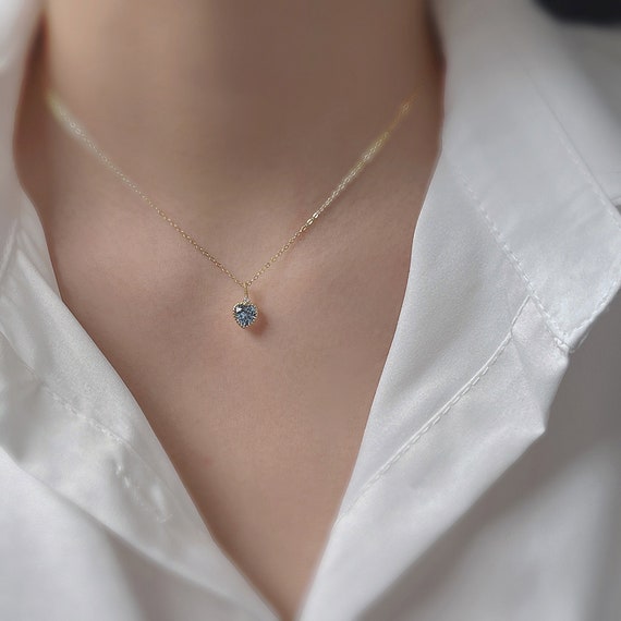 Heart Necklace, Sterling Silver Necklace 18K Gold Plated