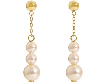 Pearl Drop Earrings, Wedding Dangle Earrings, Pearl Chain Earring, Bridesmaid Gift, Gift for Her