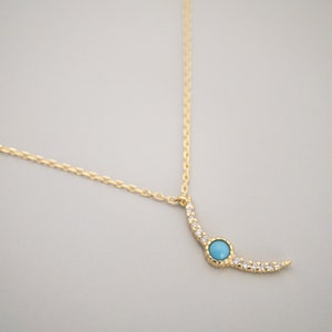 Collana mezzaluna turchese, collana placcata oro 18 carati per donna, regalo di compleanno