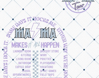 Mama Rock Tour rétro groovy back Side Png, Funny Mama Tour Png, Certains jours, je suis rock, Png Funny Motherhood, Certains jours, ça me berce