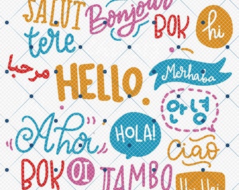 Hello In Multi Language English Teacher Png, Multilingual Learner Education Png, Hello in Different Language Png, ESL Teacher Gifts Png