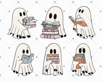 Book Lover Halloween Png, Cute Ghost Book Nerd, Ghost Halloween Png, Ghost Book Png, Ghost Teacher Png, Sublimation Design,Spooky Season Png