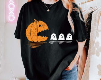 Halloween Pumpkin Chasing Ghost Png, Halloween Costume Png, Spooky Season Png, Funny Ghost Png, Pumpkin Ghost Design, Halloween Png